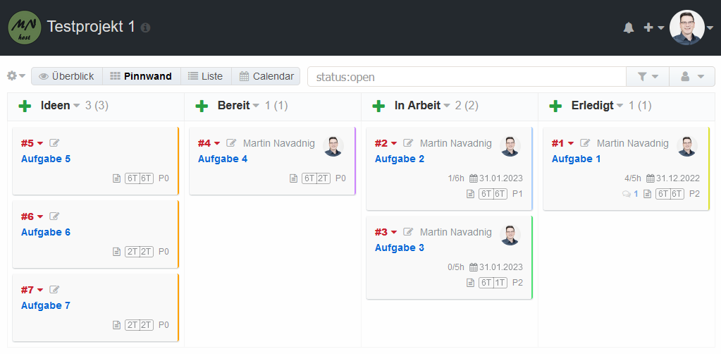 Projektmanagement mit digitalem Kanban-Board